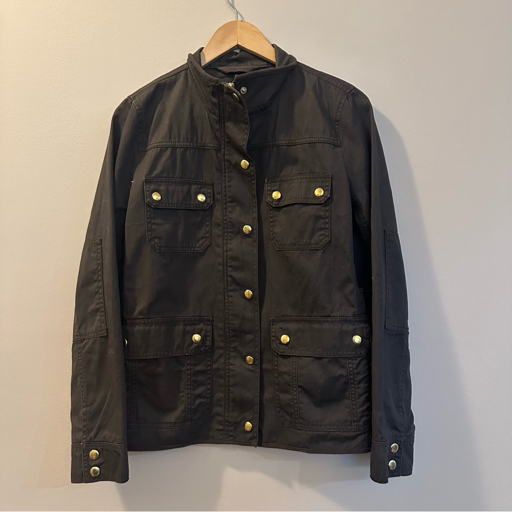 J Crew Downtown Field Jacket Size Small Mossy Brown Green Military - Picture 6 of 12